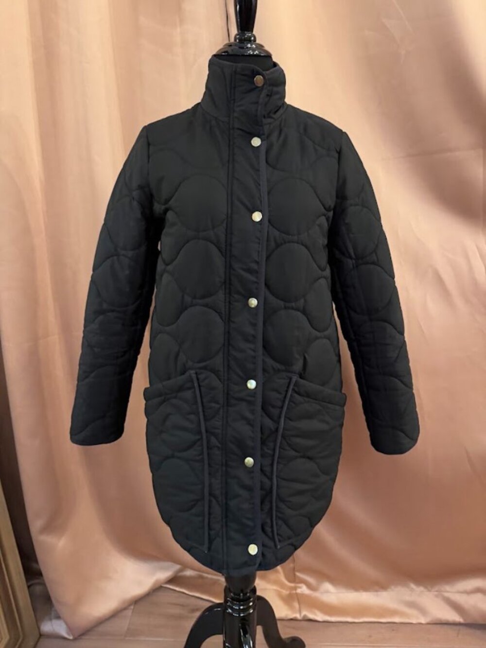 J. Crew XXS Black Quilted Cocoon Thin Puffer PrimaLoft Jacket Coat Work Utility